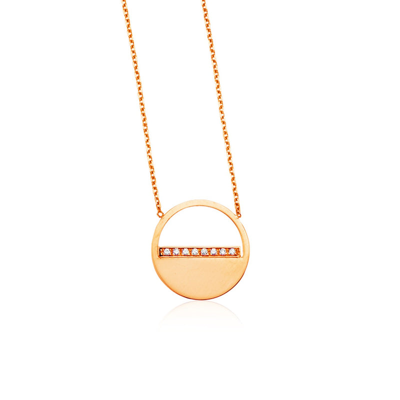 14k Rose Gold Circle Necklace with Diamonds - Premium Necklaces - Just $675.99! Shop now at Pulse Designer Fashion