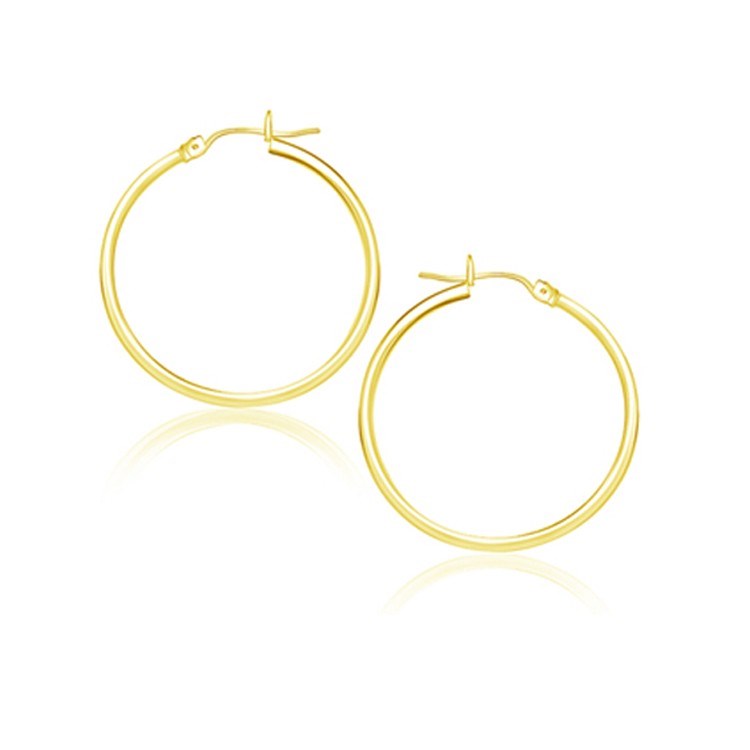 10k Yellow Gold Polished Hoop Earrings (25 mm) - Premium Earrings - Just $164.99! Shop now at Pulse Designer Fashion