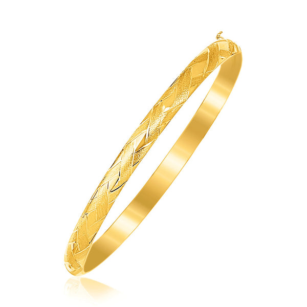 14k Yellow Gold Children's Bangle with Diamond Cuts - Premium Bangles - Just $584.99! Shop now at Pulse Designer Fashion