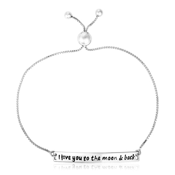 Sterling Silver Adjustable I Love You to the Moon and Back Bracelet - Premium Bracelets - Just $71.99! Shop now at Pulse Designer Fashion