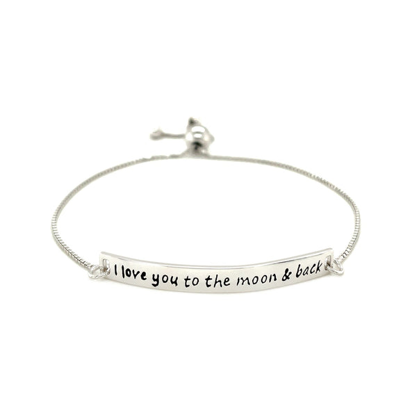 Sterling Silver Adjustable I Love You to the Moon and Back Bracelet - Premium Bracelets - Just $71.99! Shop now at Pulse Designer Fashion