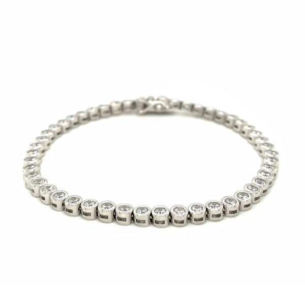 Tennis Bracelet with Round Cubic Zirconia in Sterling Silver - Premium Bracelets - Just $104.99! Shop now at Pulse Designer Fashion