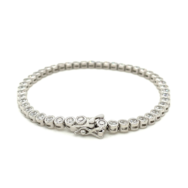 Tennis Bracelet with Round Cubic Zirconia in Sterling Silver - Premium Bracelets - Just $104.99! Shop now at Pulse Designer Fashion