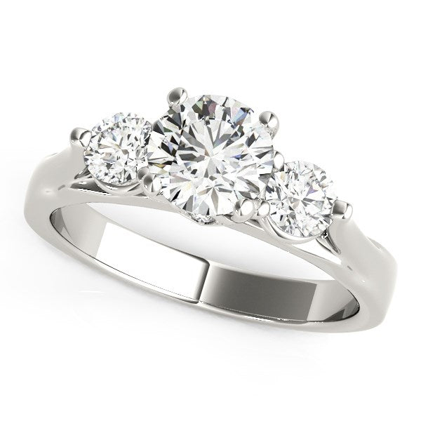 14k White Gold 3 Stone Prong Setting Diamond Engagement Ring (1 3/8 cttw) - Premium Rings - Just $7876.99! Shop now at Pulse Designer Fashion