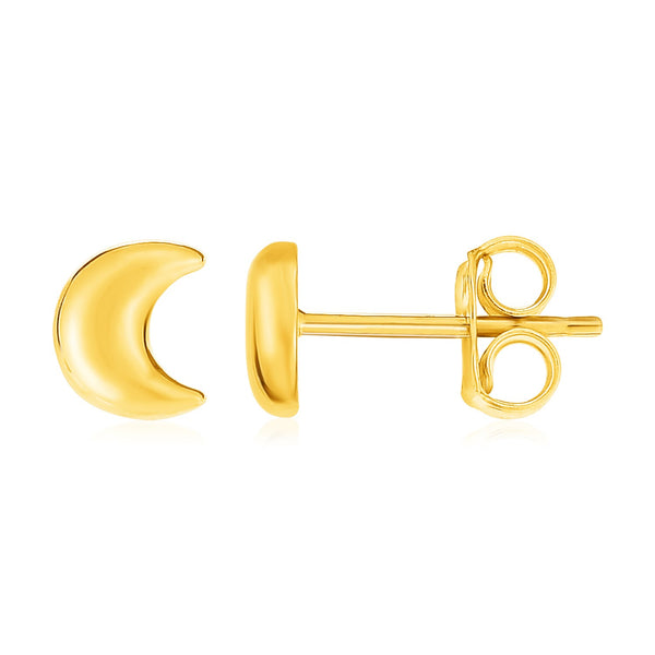 14k Yellow Gold Post Earrings with Moons - Premium Earrings - Just $210.99! Shop now at Pulse Designer Fashion