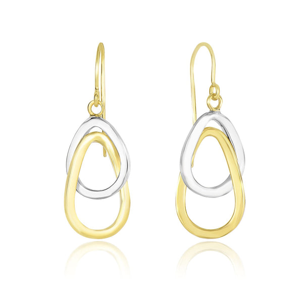 14k Two-Tone Gold Interlaced Open Teardrop Drop Earrings - Premium Earrings - Just $389.99! Shop now at Pulse Designer Fashion