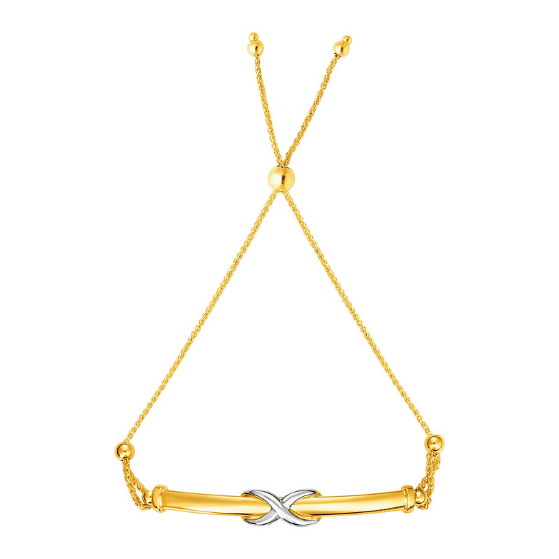 Adjustable Friendship Bracelet with Infinity Motif in 14k Yellow and White Gold - Premium Bracelets - Just $758.99! Shop now at Pulse Designer Fashion