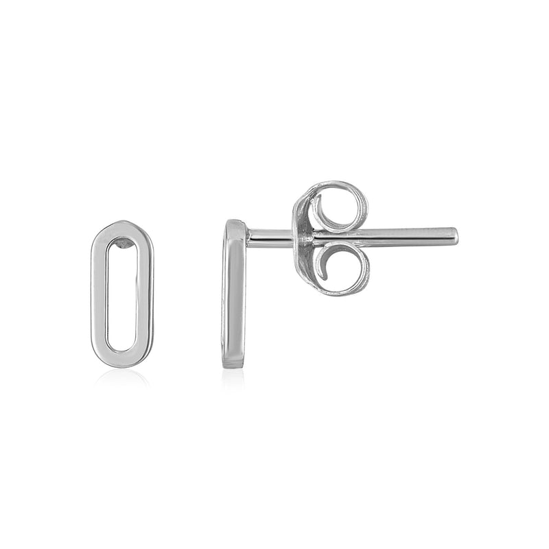 14k White Gold Paperclip Link Stud Earrings - Premium Earrings - Just $188.99! Shop now at Pulse Designer Fashion