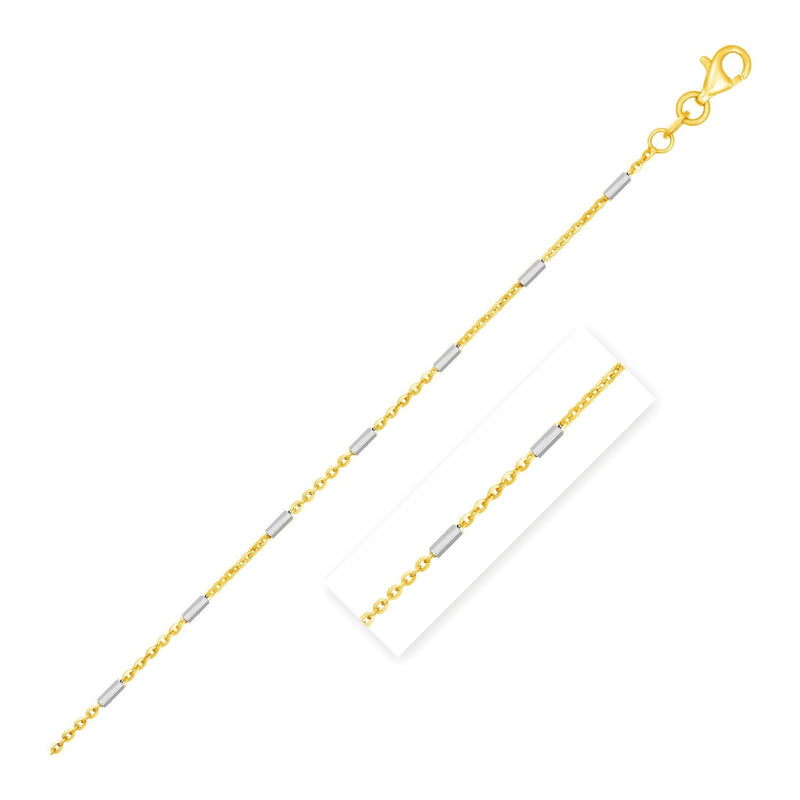 Bar Links Pendant Chain in 14k Two Tone Gold (1.4mm) - Premium Chains - Just $535.99! Shop now at Pulse Designer Fashion