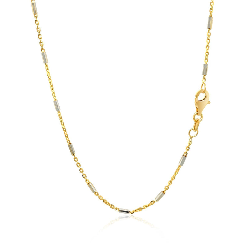 Bar Links Pendant Chain in 14k Two Tone Gold (1.4mm) - Premium Chains - Just $535.99! Shop now at Pulse Designer Fashion