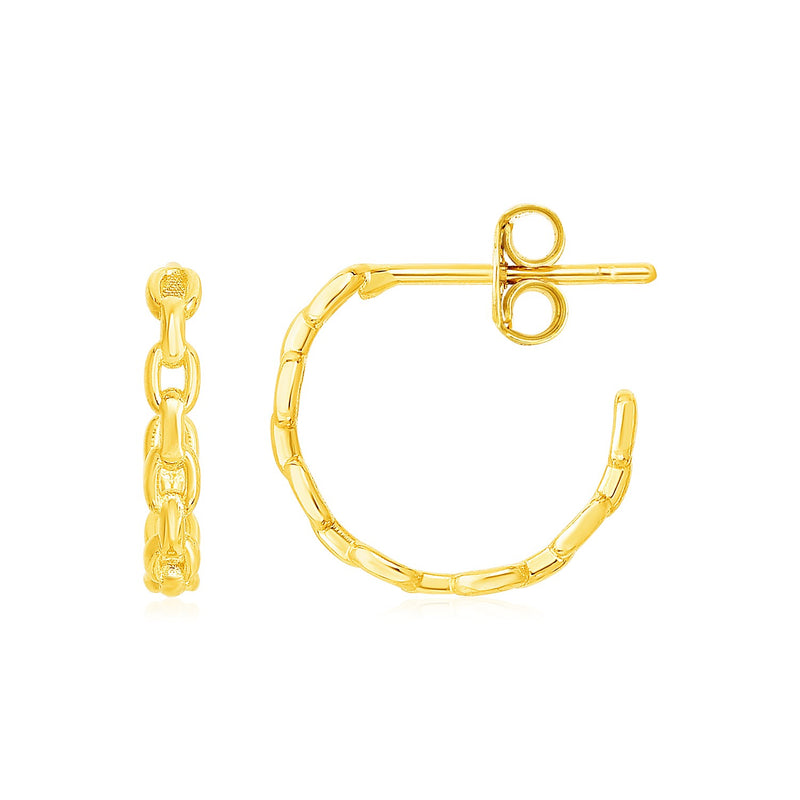 14k Yellow Gold Delicate Chain Hoop Earrings - Premium Earrings - Just $381.99! Shop now at Pulse Designer Fashion