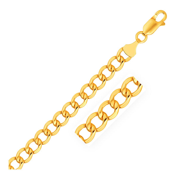 6.2mm 14k Yellow Gold Lite Curb Bracelet - Premium Bracelets - Just $830.99! Shop now at Pulse Designer Fashion