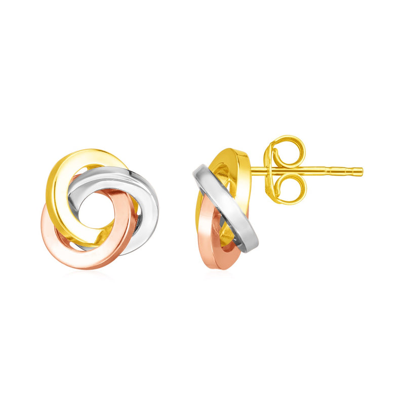 14k Tri Color Gold Love Knot Earrings - Premium Earrings - Just $374.99! Shop now at Pulse Designer Fashion