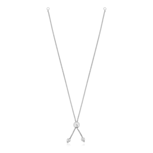 10k White Gold 8 inch Adjustable Friendship Bracelet Chain with Ball Slide - Premium Bracelets - Just $183.99! Shop now at Pulse Designer Fashion