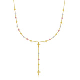 14k Tri-Color Gold Rosary Chain Necklace - Premium Necklaces - Just $571.99! Shop now at Pulse Designer Fashion