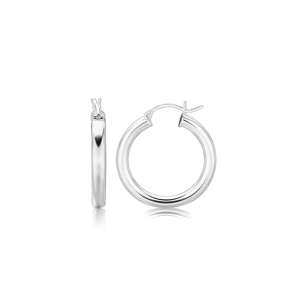 Sterling Silver Rhodium Plated Thick Style Polished Hoop Earrings (25mm) - Premium Earrings - Just $78.99! Shop now at Pulse Designer Fashion