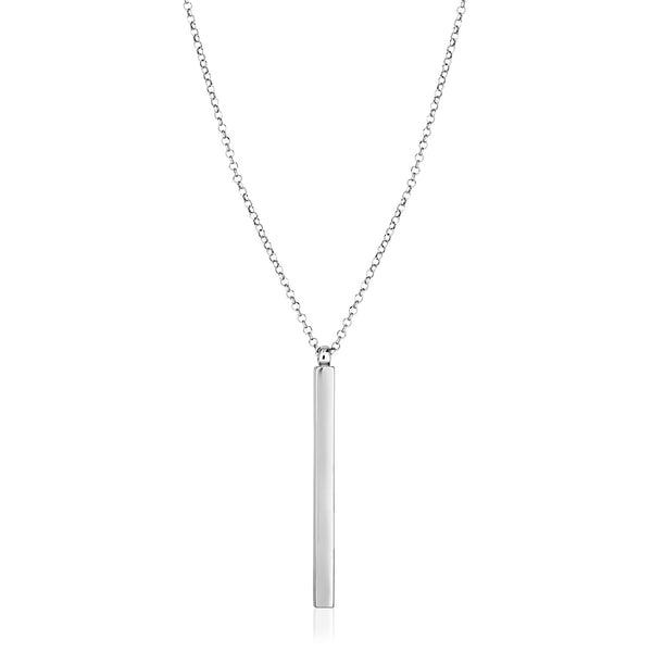 Sterling Silver 24 inch Necklace with Long Polished Bar Pendant - Premium Necklaces - Just $129.99! Shop now at Pulse Designer Fashion