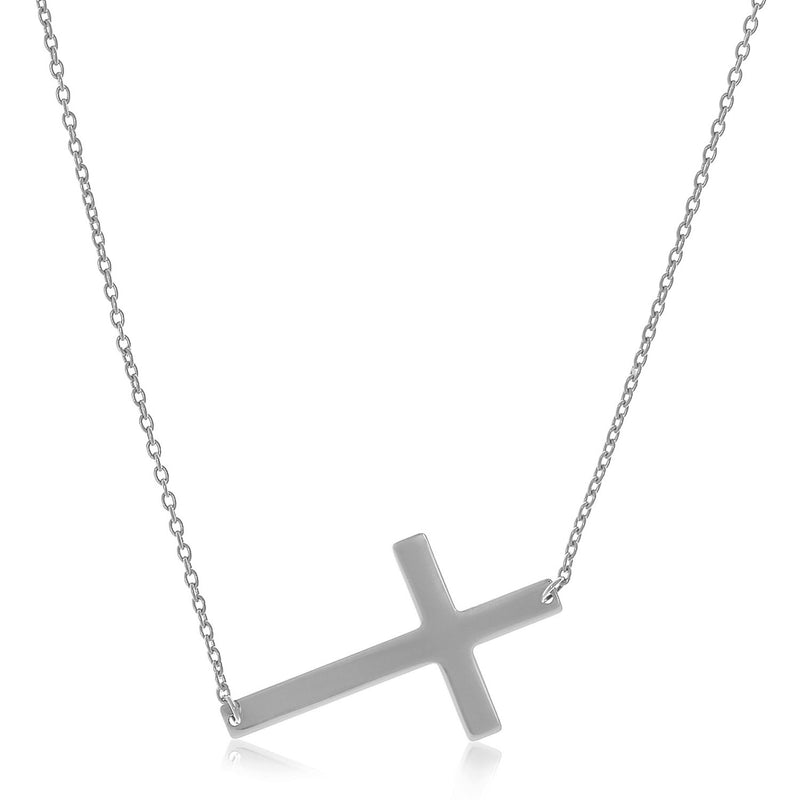 14k White Gold Plain Cross Motif Necklace - Premium Necklaces - Just $379.99! Shop now at Pulse Designer Fashion