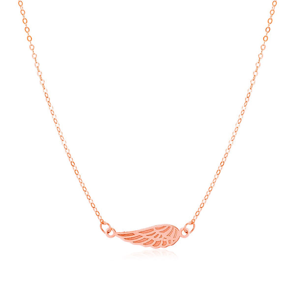 14K Rose Gold Angel Wing Necklace - Premium Necklaces - Just $323.99! Shop now at Pulse Designer Fashion