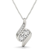 14k White Gold Two Stone Curved Style Diamond Pendant (3/4 cttw) - Premium Necklaces - Just $3643.99! Shop now at Pulse Designer Fashion