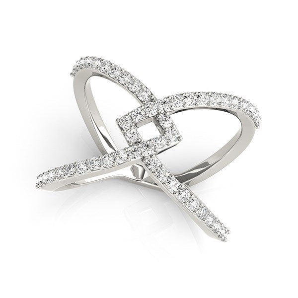 14k White Gold Fancy Entwined Design Diamond Ring (1/2 cttw) - Premium Rings - Just $2273.99! Shop now at Pulse Designer Fashion