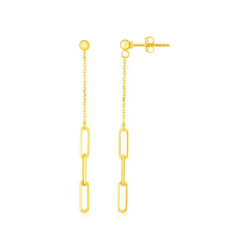 14K Yellow Gold Paperclip Chain and Fine Link Earrings - Premium Earrings - Just $258.99! Shop now at Pulse Designer Fashion