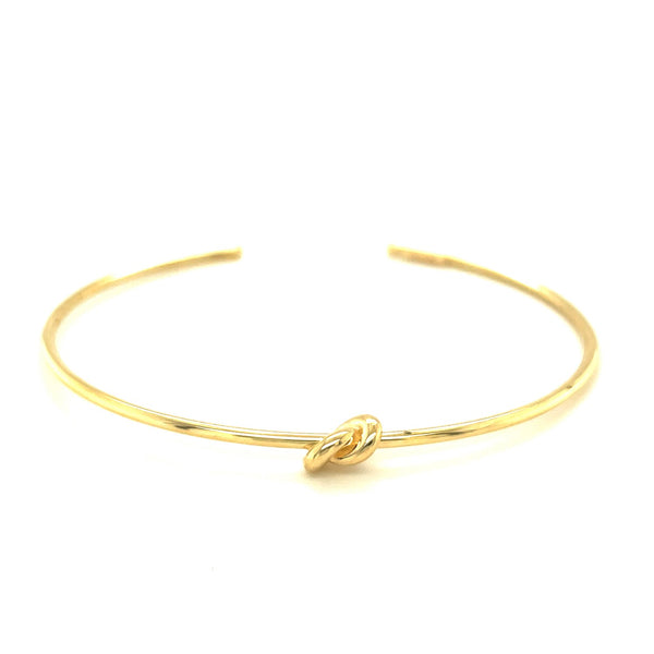 14k Yellow Gold Polished Cuff Bangle with Knot - Premium Bangles - Just $613.99! Shop now at Pulse Designer Fashion