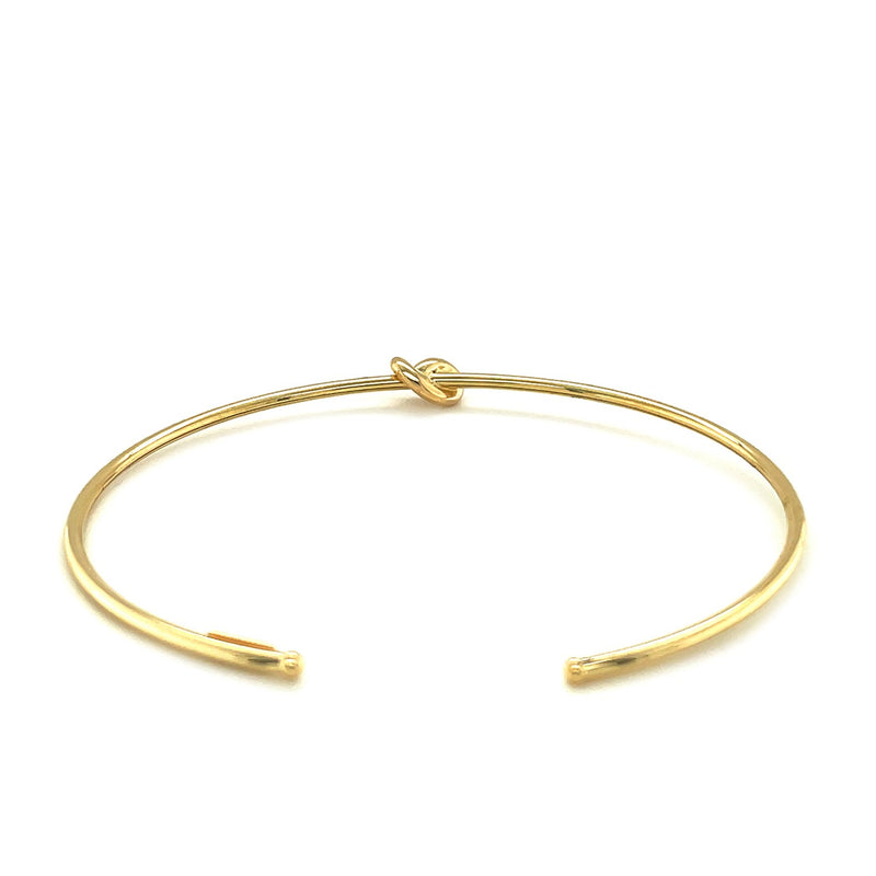 14k Yellow Gold Polished Cuff Bangle with Knot - Premium Bangles - Just $613.99! Shop now at Pulse Designer Fashion