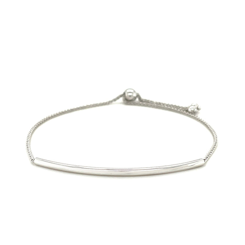 14k White Gold Smooth Curved Bar Lariat Design Bracelet - Premium Bracelets - Just $394.99! Shop now at Pulse Designer Fashion