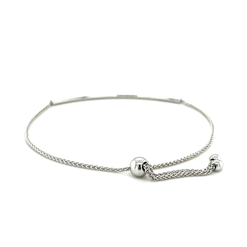 14k White Gold Smooth Curved Bar Lariat Design Bracelet - Premium Bracelets - Just $394.99! Shop now at Pulse Designer Fashion