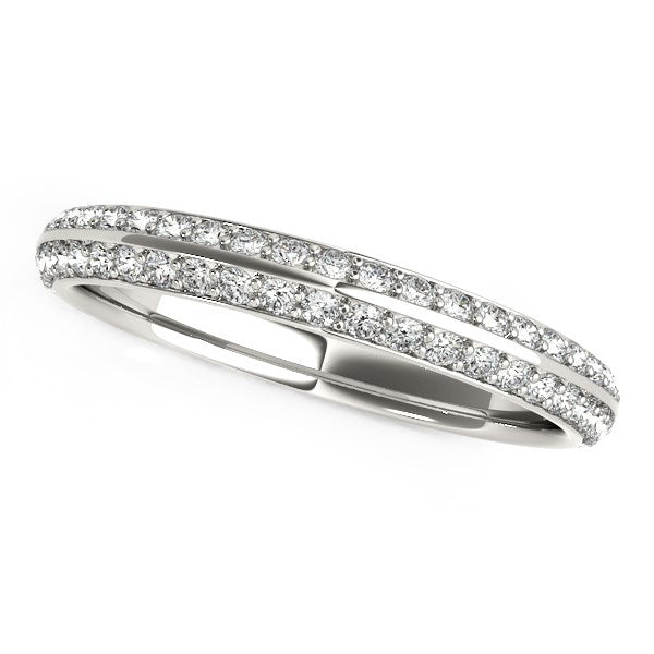 14k White Gold Two-Row Pave Set Diamond Wedding Band (1/4 cttw) - Premium Rings - Just $1485.99! Shop now at Pulse Designer Fashion