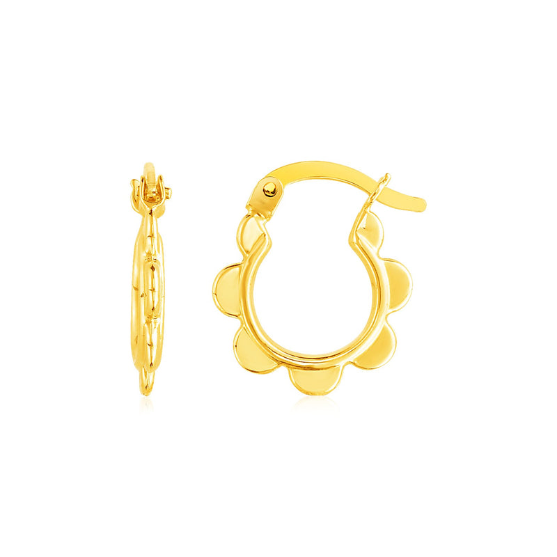 14k Yellow Gold Scalloped Hoop Earrings - Premium Earrings - Just $186.99! Shop now at Pulse Designer Fashion