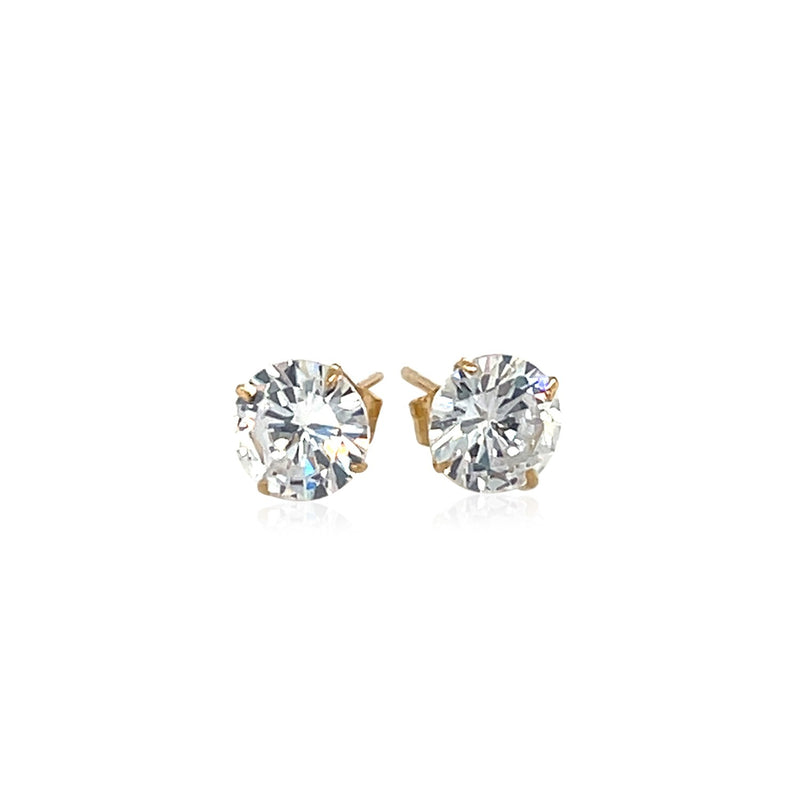 14k Yellow Gold Stud Earrings with White Hue Faceted Cubic Zirconia - Premium Earrings - Just $108.99! Shop now at Pulse Designer Fashion