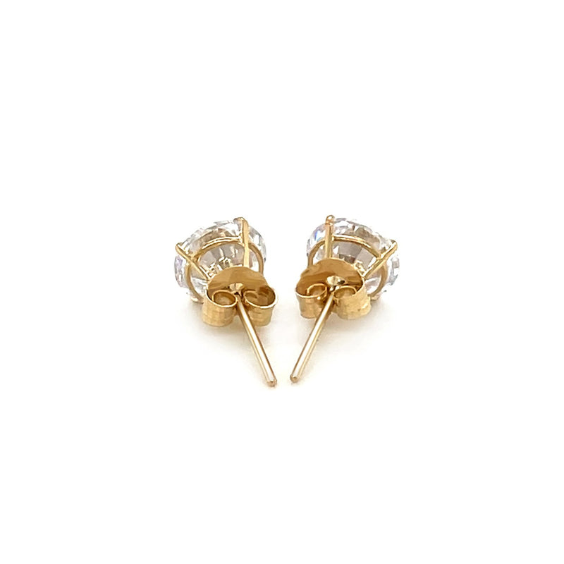 14k Yellow Gold Stud Earrings with White Hue Faceted Cubic Zirconia - Premium Earrings - Just $108.99! Shop now at Pulse Designer Fashion