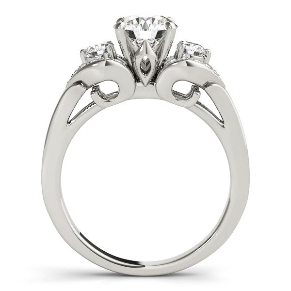 14k White Gold 3 Stone Diamond Engagement Antique Style Ring (1 3/8 cttw) - Premium Rings - Just $7537.99! Shop now at Pulse Designer Fashion