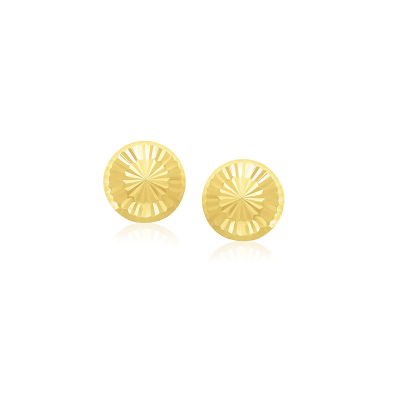 14k Yellow Gold Textured Flat Style Stud Earrings - Premium Earrings - Just $166.99! Shop now at Pulse Designer Fashion