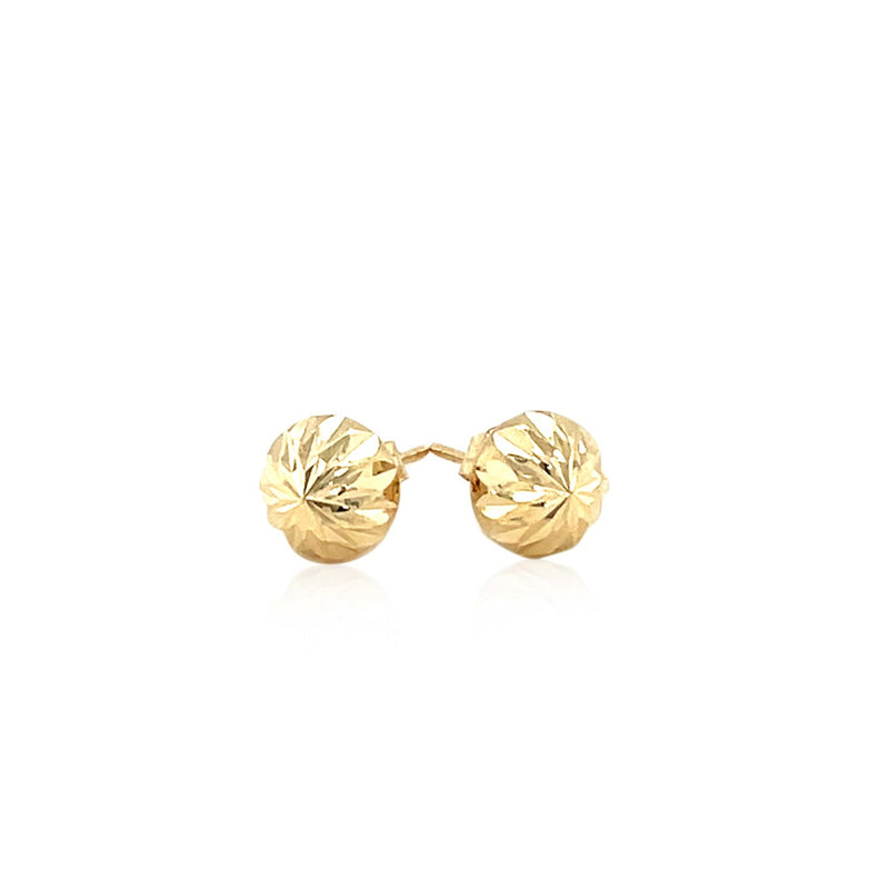 14k Yellow Gold Textured Flat Style Stud Earrings - Premium Earrings - Just $166.99! Shop now at Pulse Designer Fashion