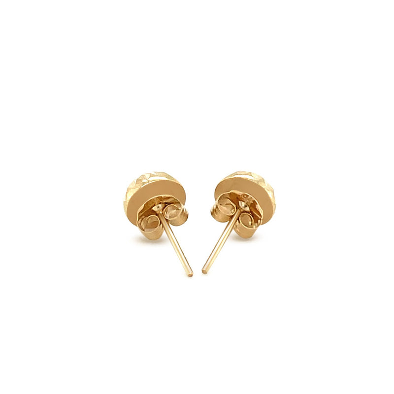 14k Yellow Gold Textured Flat Style Stud Earrings - Premium Earrings - Just $166.99! Shop now at Pulse Designer Fashion