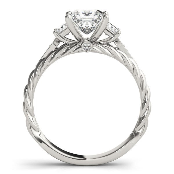 14k White Gold Princess Cut 3 Stone Antique Style Diamond Ring (1 1/8 cttw) - Premium Rings - Just $10497.99! Shop now at Pulse Designer Fashion