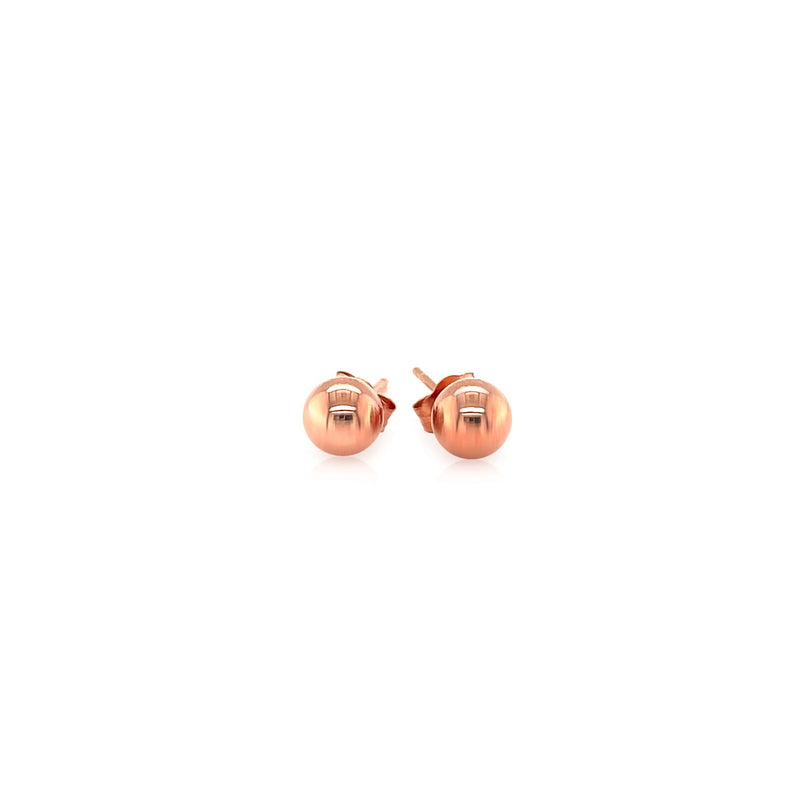 14k Rose Gold Round Stud Earrings (5.0 mm) - Premium Earrings - Just $99.99! Shop now at Pulse Designer Fashion