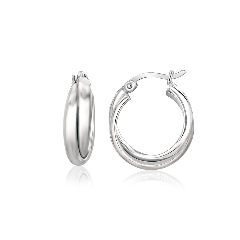 Sterling Silver Dual Round Entwined Hoop Earrings - Premium Earrings - Just $62.99! Shop now at Pulse Designer Fashion