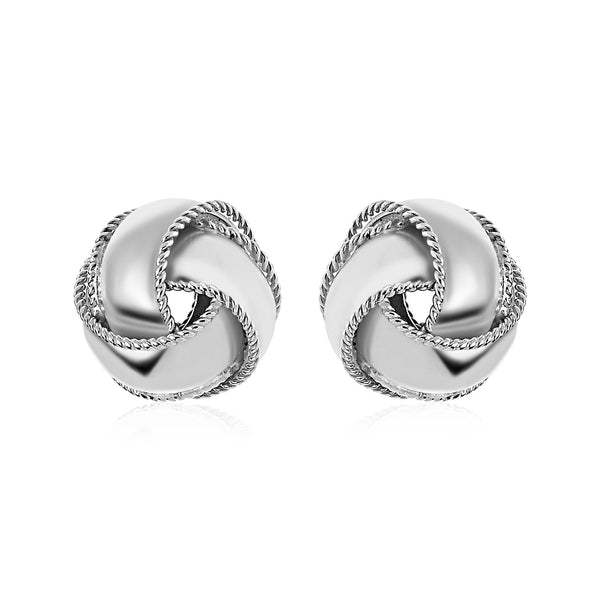 Textured and Polished Love Knot Earrings in Sterling Silver - Premium Earrings - Just $101.99! Shop now at Pulse Designer Fashion