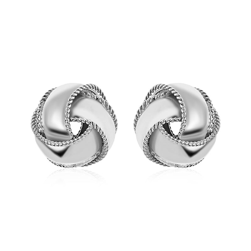 Textured and Polished Love Knot Earrings in Sterling Silver - Premium Earrings - Just $101.99! Shop now at Pulse Designer Fashion