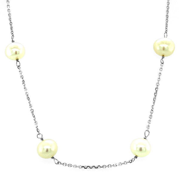 14k White Gold Necklace with White Pearls - Premium Necklaces - Just $584.99! Shop now at Pulse Designer Fashion