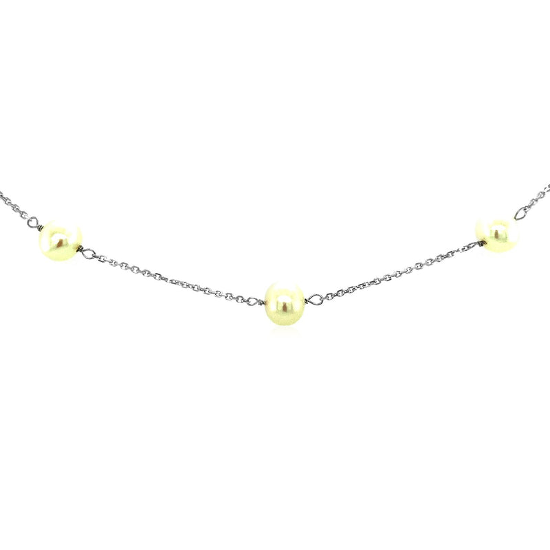 14k White Gold Necklace with White Pearls - Premium Necklaces - Just $584.99! Shop now at Pulse Designer Fashion