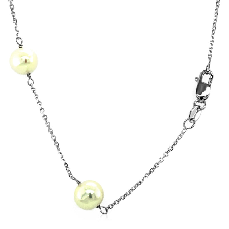 14k White Gold Necklace with White Pearls - Premium Necklaces - Just $584.99! Shop now at Pulse Designer Fashion