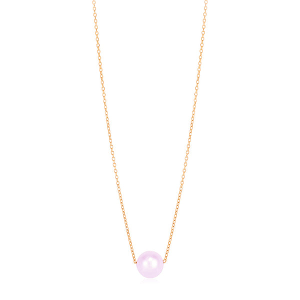 14k Rose Gold Pearl Solitaire Necklace - Premium Necklaces - Just $372.99! Shop now at Pulse Designer Fashion