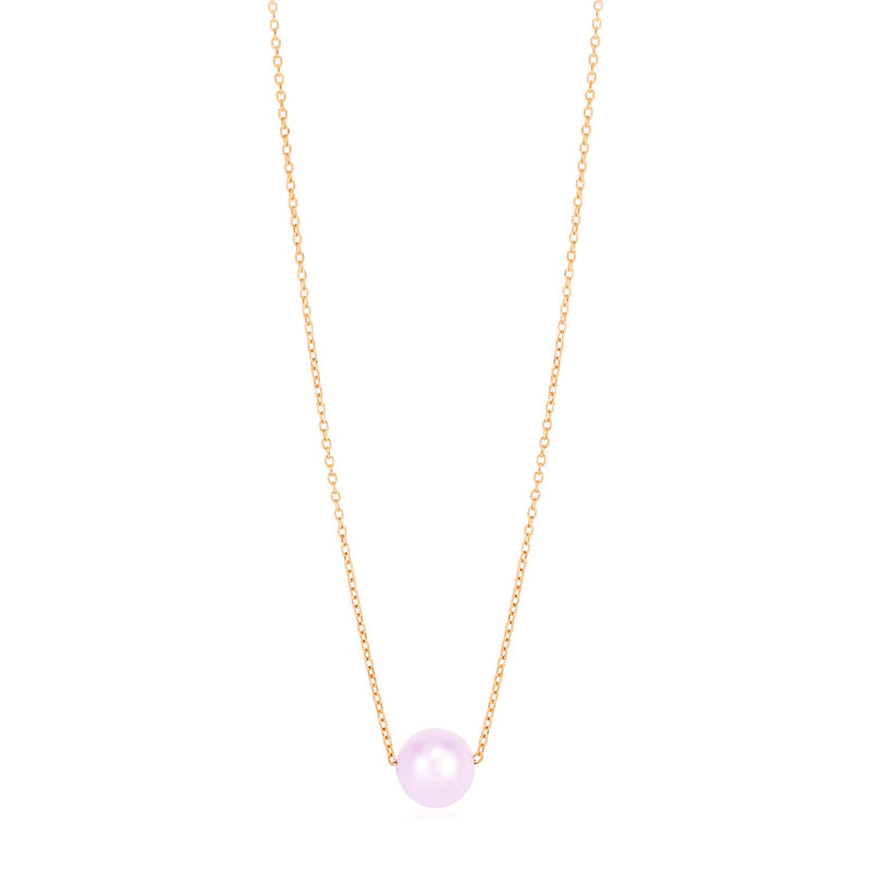 14k Rose Gold Pearl Solitaire Necklace - Premium Necklaces - Just $372.99! Shop now at Pulse Designer Fashion