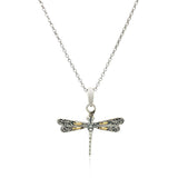 18k Yellow Gold and Sterling Silver Pendant in a Dragonfly Design - Premium Pendants - Just $142.99! Shop now at Pulse Designer Fashion