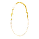 14k Yellow Gold Oval Chain Necklace with Pearls - Premium Necklaces - Just $1706.99! Shop now at Pulse Designer Fashion